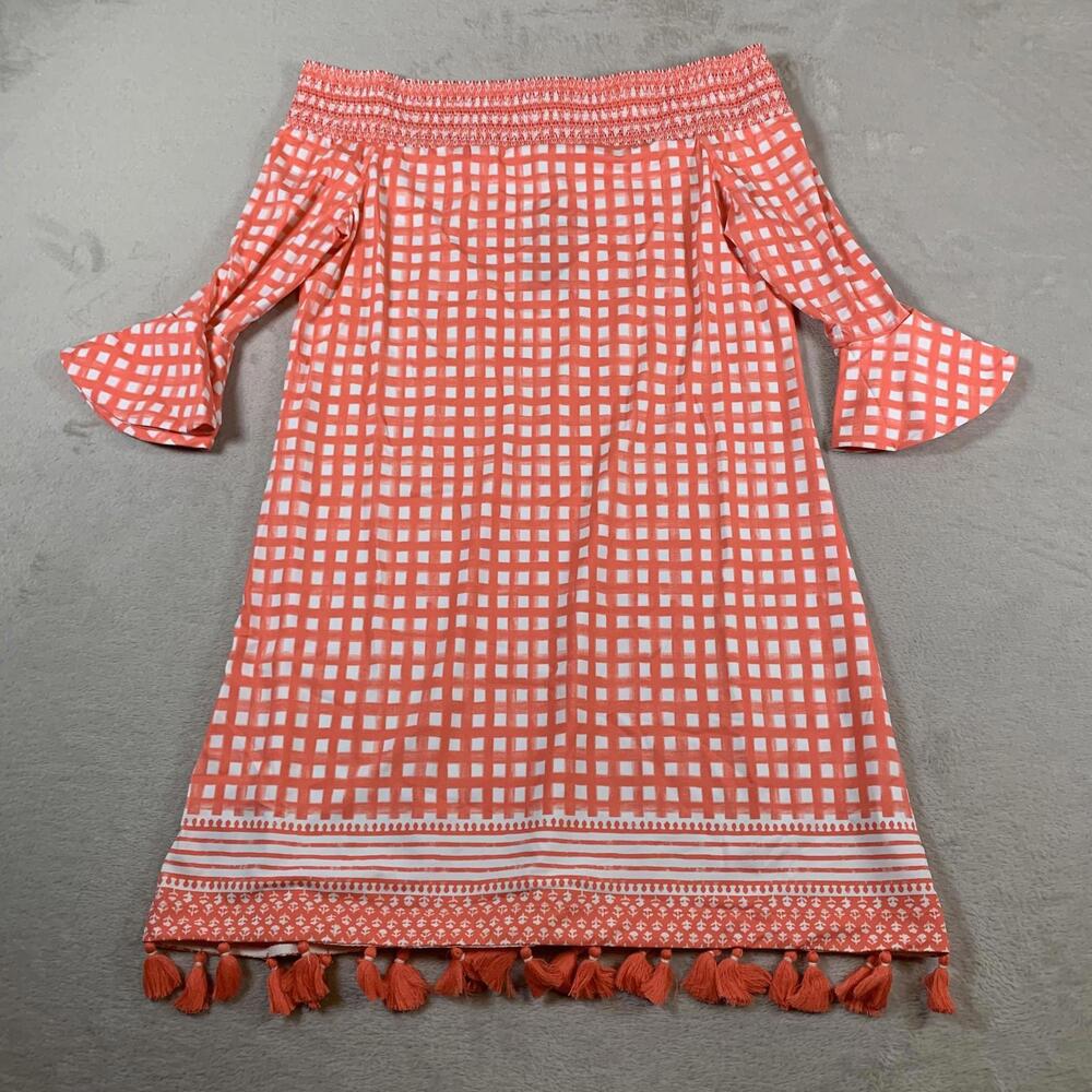 Cabana Life Dress Womens Medium Nantucket Coverluxe Smocked Tassel UPF 50+ NEW